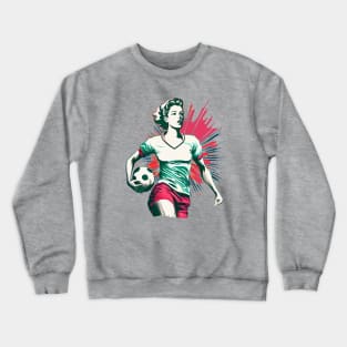 Womens Badass Soccer Player with Ball Retro Design Crewneck Sweatshirt